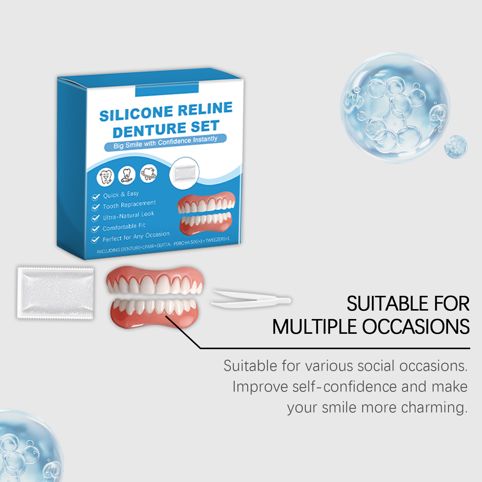 Denture Full Set Over Gums Kit - Full Cover Adhesive recension och pris