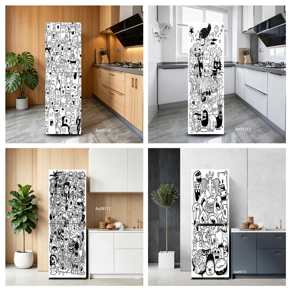Black‑White Line Art Doodle Mo - Full Cover Adhesive recension och pris