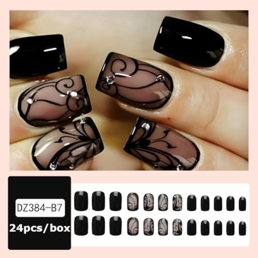Short Square Press On Nails Nu - Full Cover Adhesive recension och pris