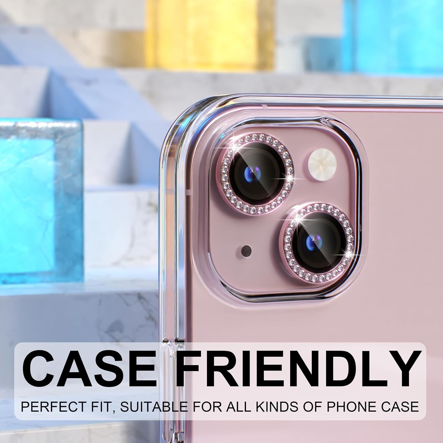 1PC Pink Glitter Diamond Camer - Tempered Glass Screen 9H recension och pris