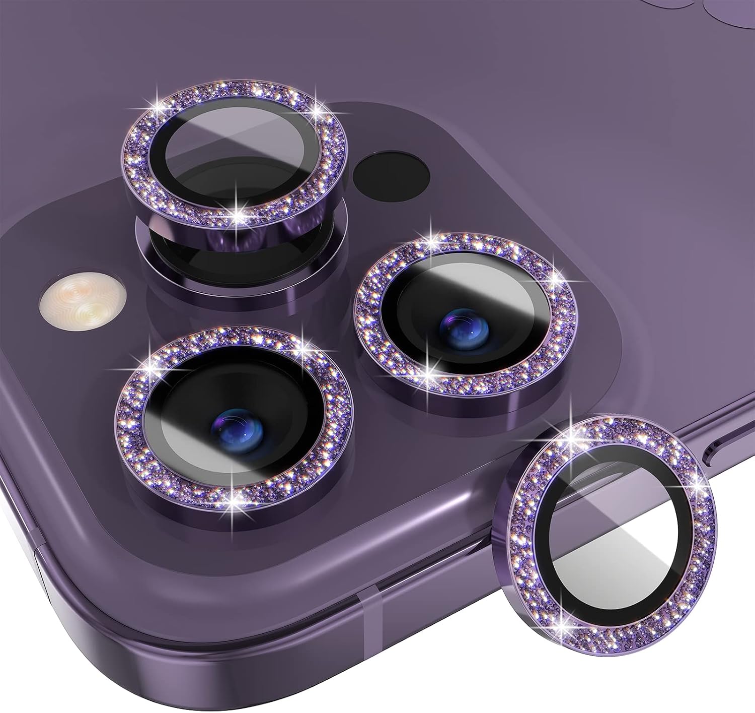 1Set Bling Glitter Purple Came - Tempered Glass Screen 9H recension och pris
